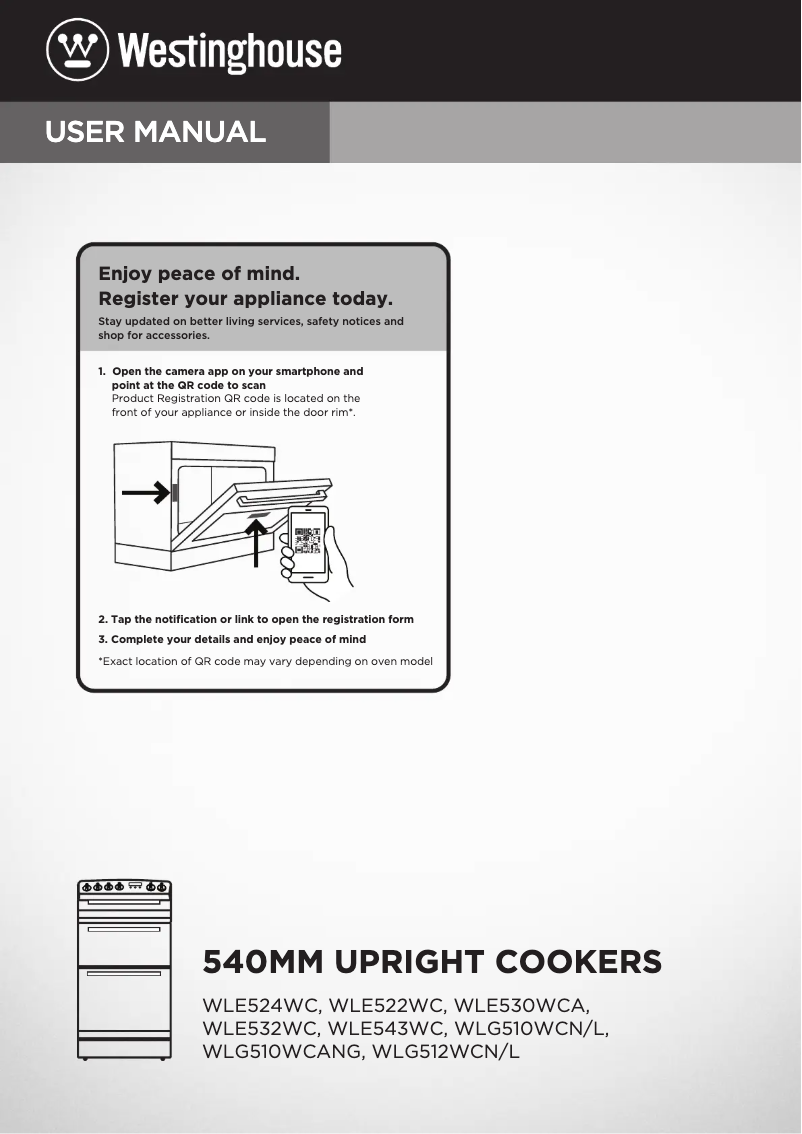Page n°1 - Manuel utilisateur Westinghouse WLG510WC