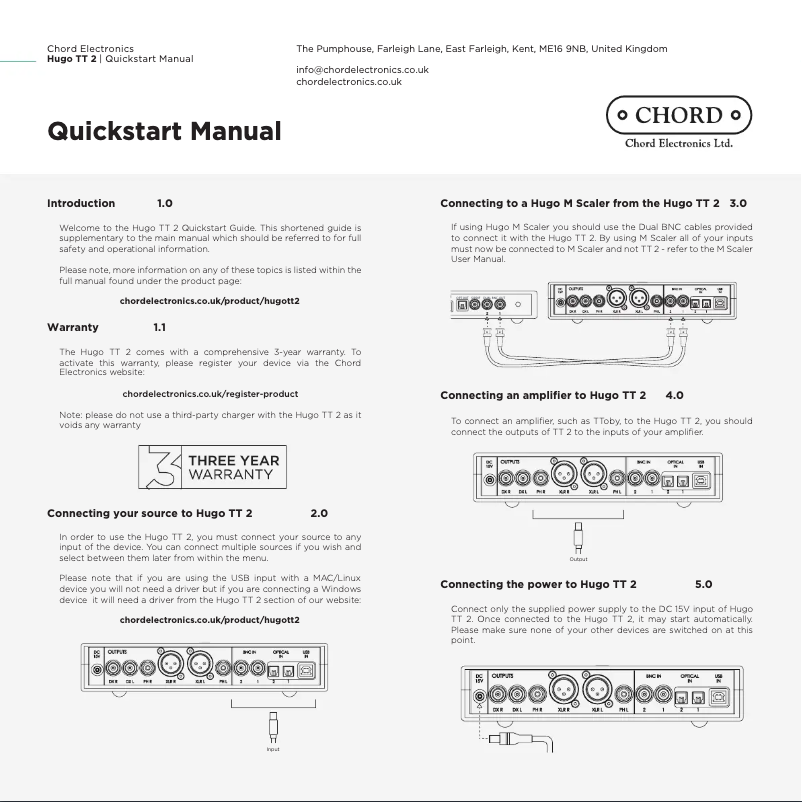 Page n°1 - Guide de démarrage rapide Chord Hugo TT 2