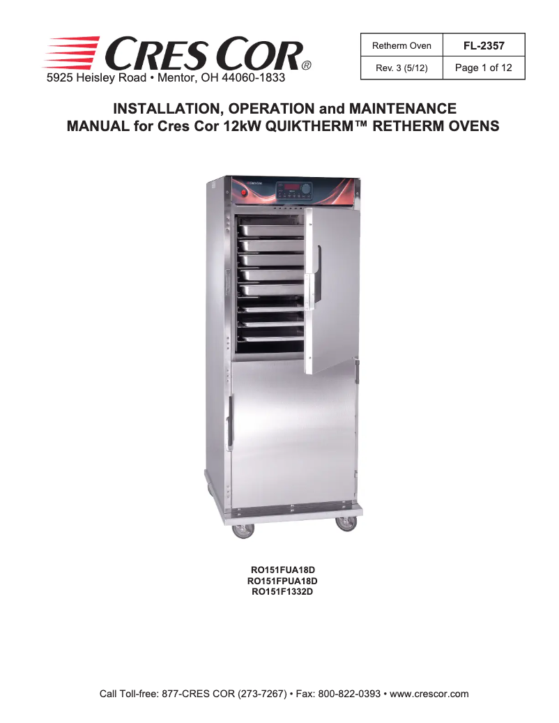 Page n°1 - Manuel utilisateur Cres Cor RO151FUA18DX