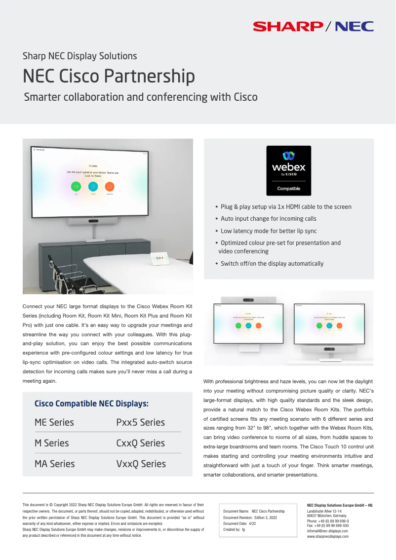 Image de la première page du manuel de l'appareil MultiSync V864Q