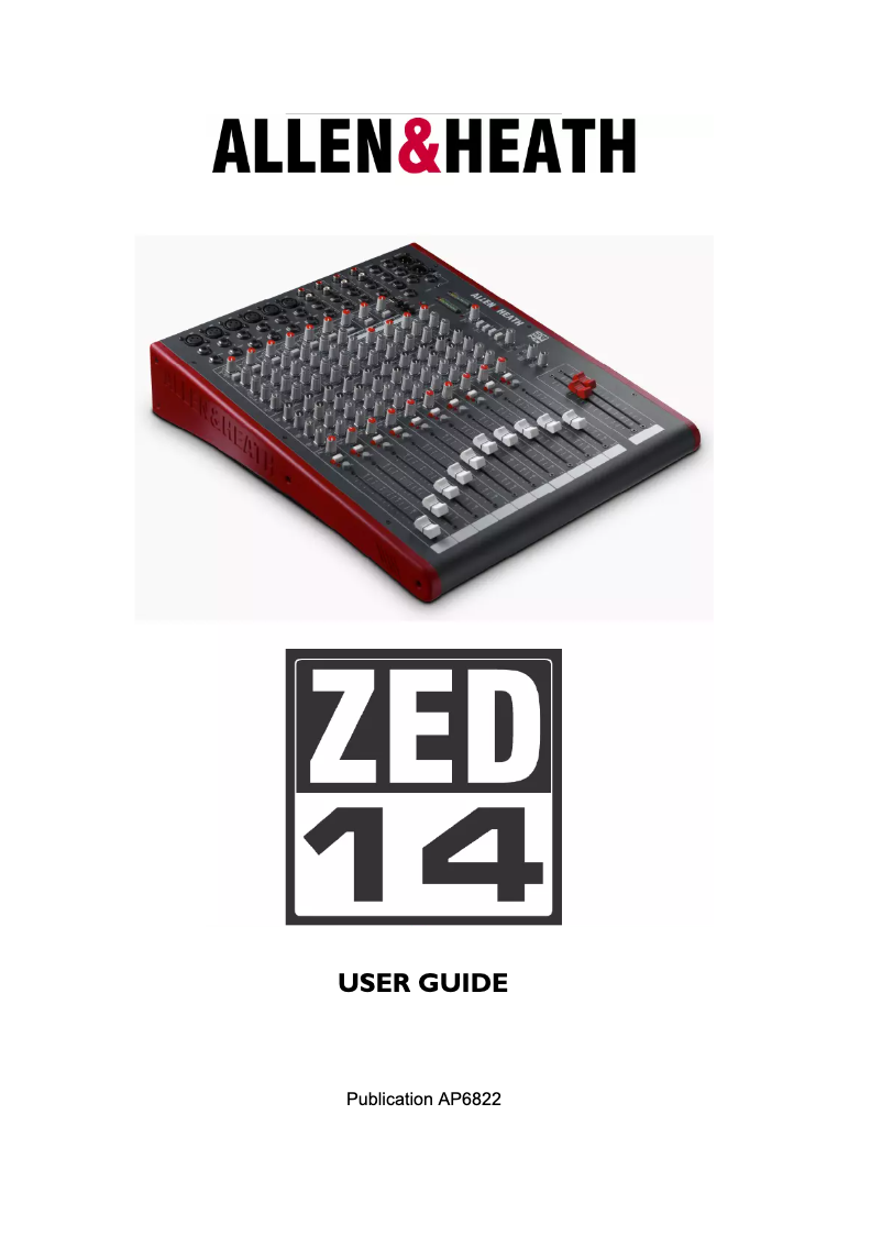 Page 1 de la notice Manuel utilisateur Allen & Heath ZED-14 Bundle