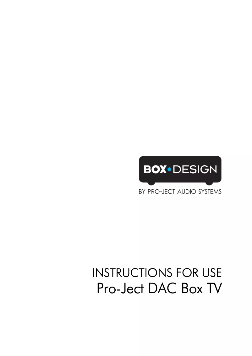 Page 1 de la notice Manuel utilisateur Pro-Ject DAC Box TV