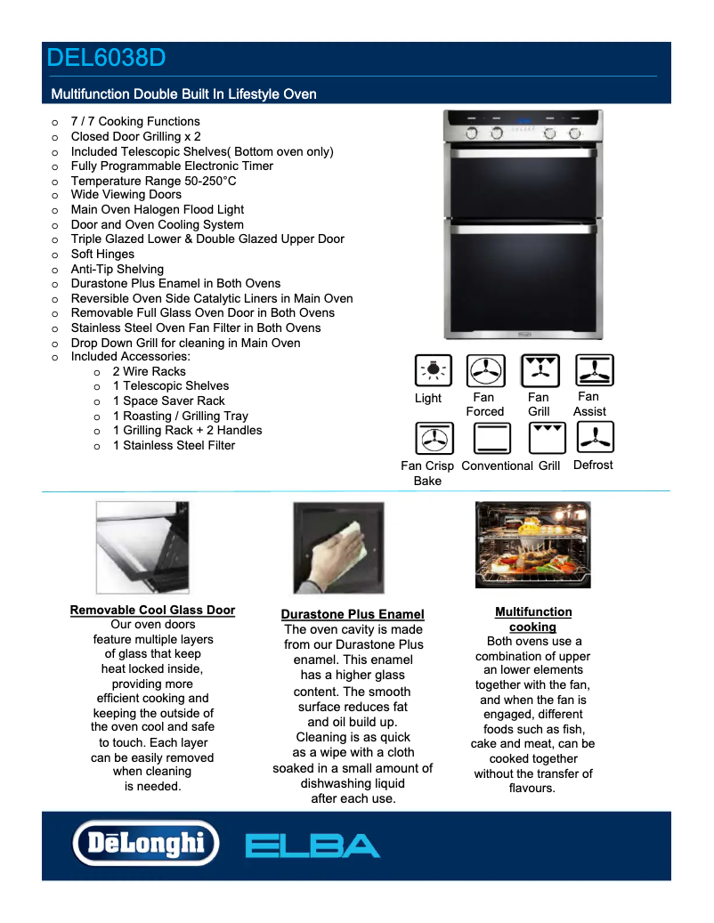 Page n°1 - Fiche technique DeLonghi DEL6038D