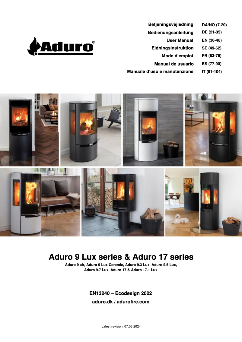 Page n°1 - Manuel utilisateur Aduro 9 Lux-serien