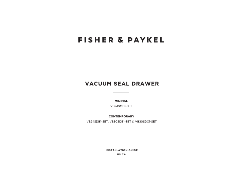 Page 1 de la notice Guide d'installation Fisher & Paykel VB24SDB1-SET