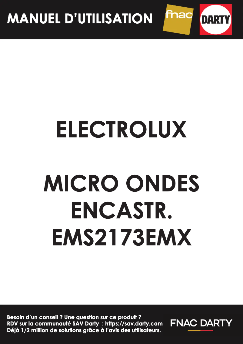 Page 1 de la notice Manuel utilisateur Electrolux EMS2173EMX