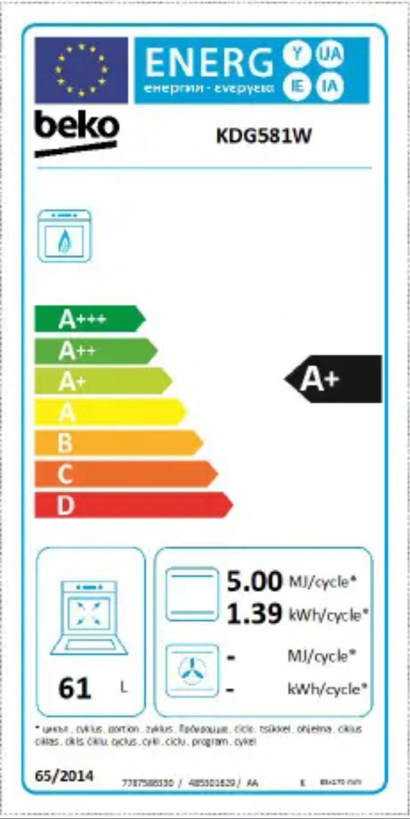Page 1 de la notice Manuel utilisateur Beko KDG581