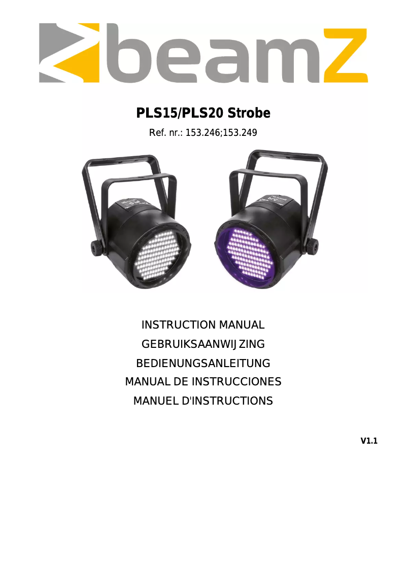 Page n°1 - Manuel utilisateur BeamZ PLS15