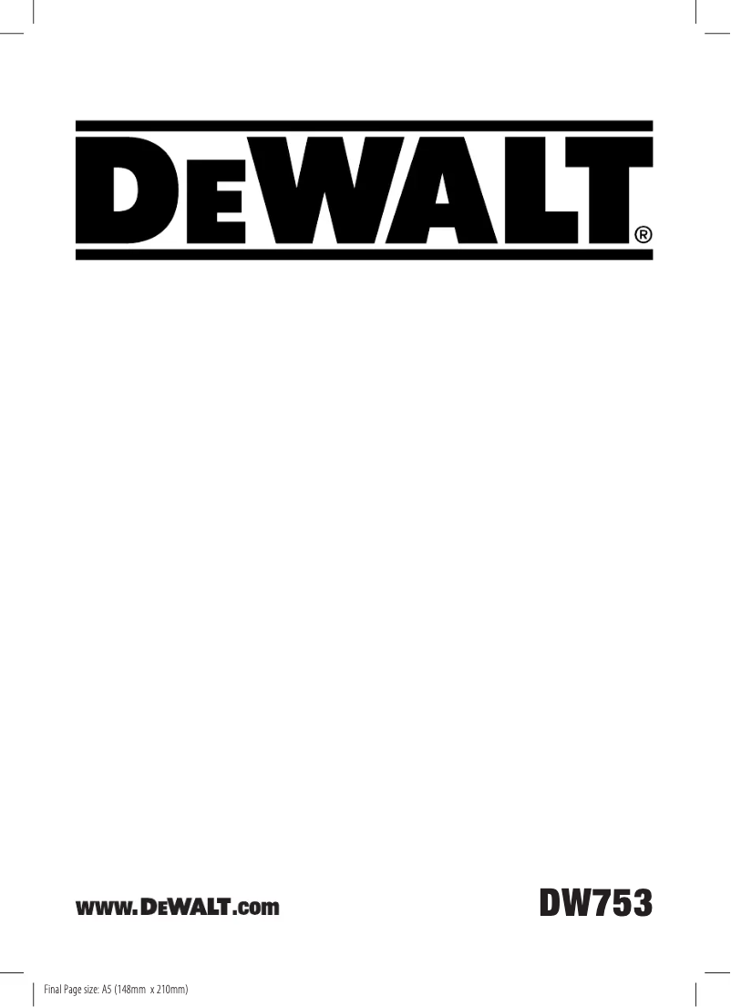 Page n°1 - Manuel utilisateur DeWalt DW753