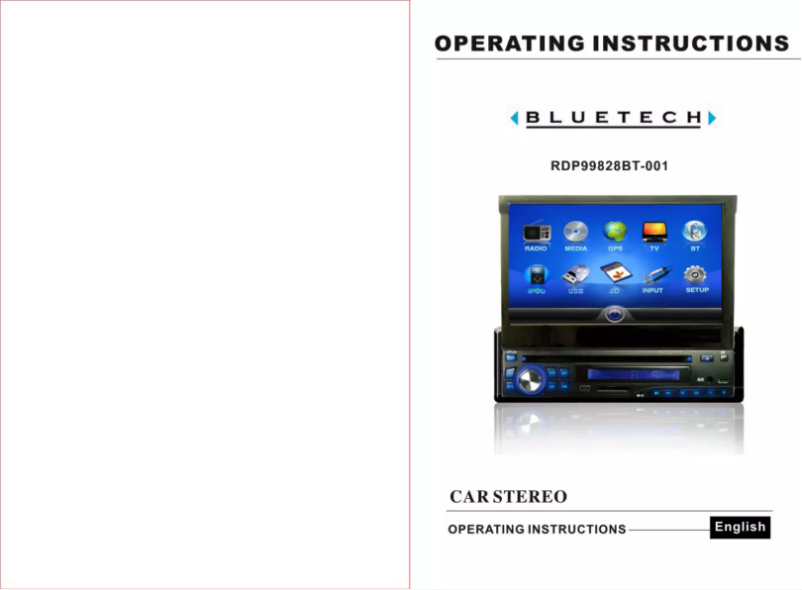 Page n°1 - Manuel utilisateur Bluetech RDP99828BT