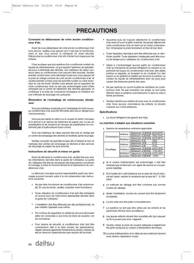 Página 1 del manual Manual de usuario Daitsu ASD9UA