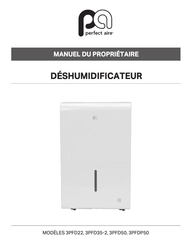 Page 1 de la notice Manuel utilisateur Perfect Aire 3PFD35-2