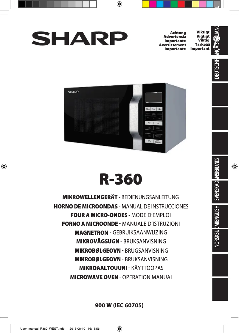 Page n°1 - Manuel utilisateur Sharp R360BK