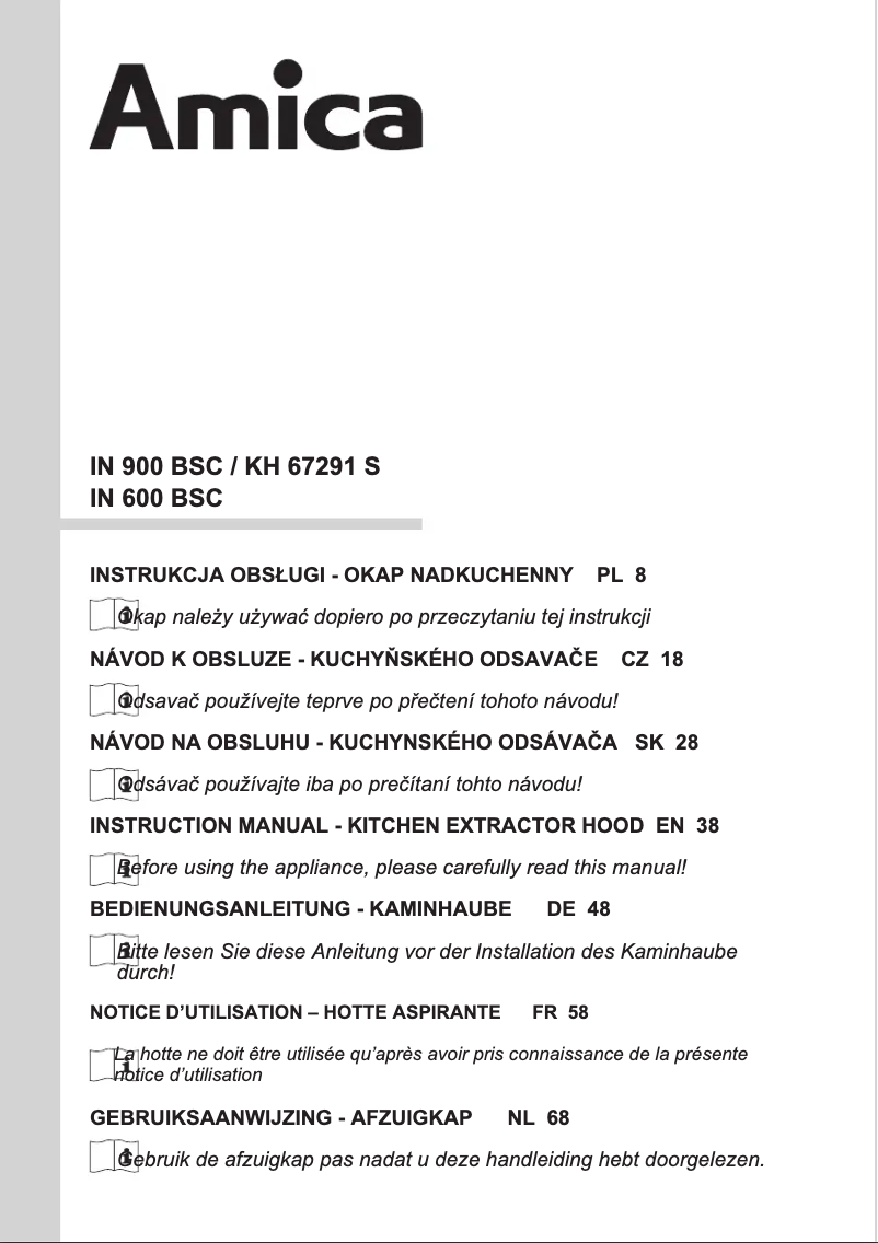 Page n°1 - Manuel utilisateur Amica IN 900 BSC