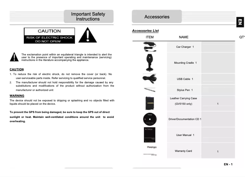 Image de la première page du manuel de l'appareil GeoVision 5150 Navitel