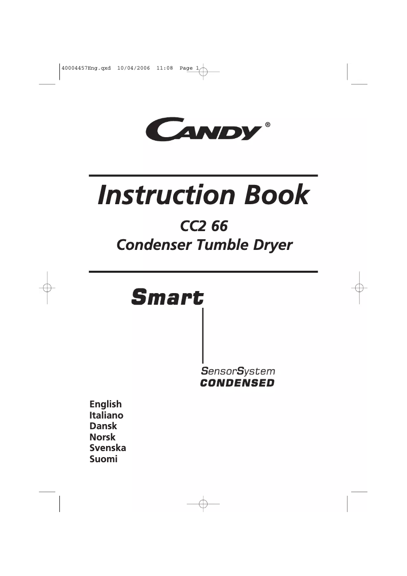 Page n°1 - Manuel utilisateur Candy CED 60-86 S