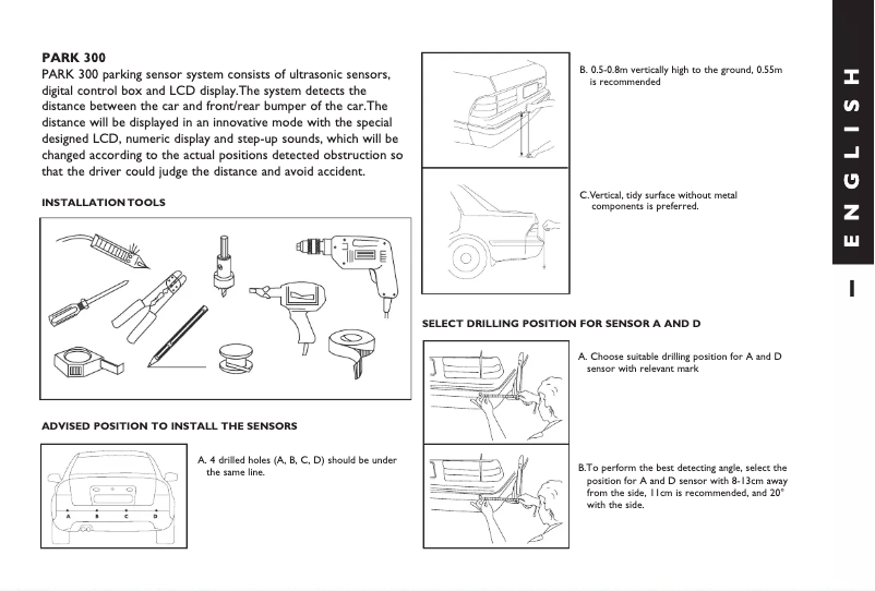 Image de la première page du manuel de l'appareil PARK 300