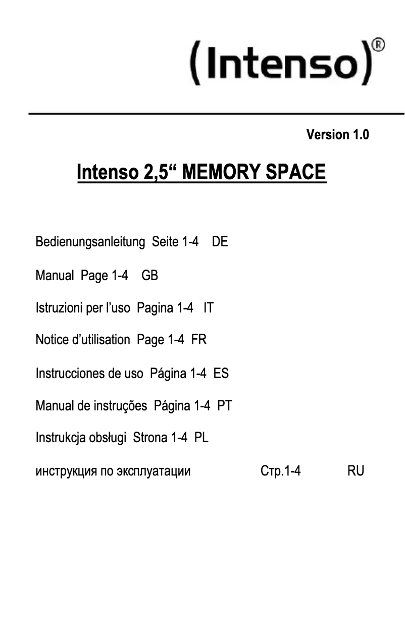 Page 1 de la notice Manuel utilisateur Intenso 6027560