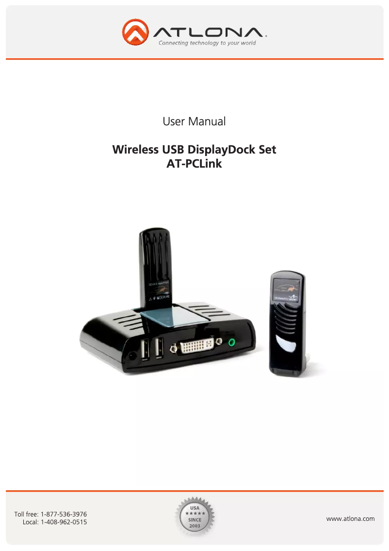 Page 1 de la notice Manuel utilisateur Atlona AT-PCLINK