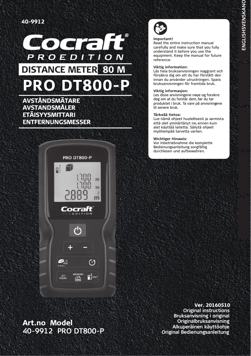 Page n°1 - Manuel utilisateur Cocraft PRO Edition DT800-P