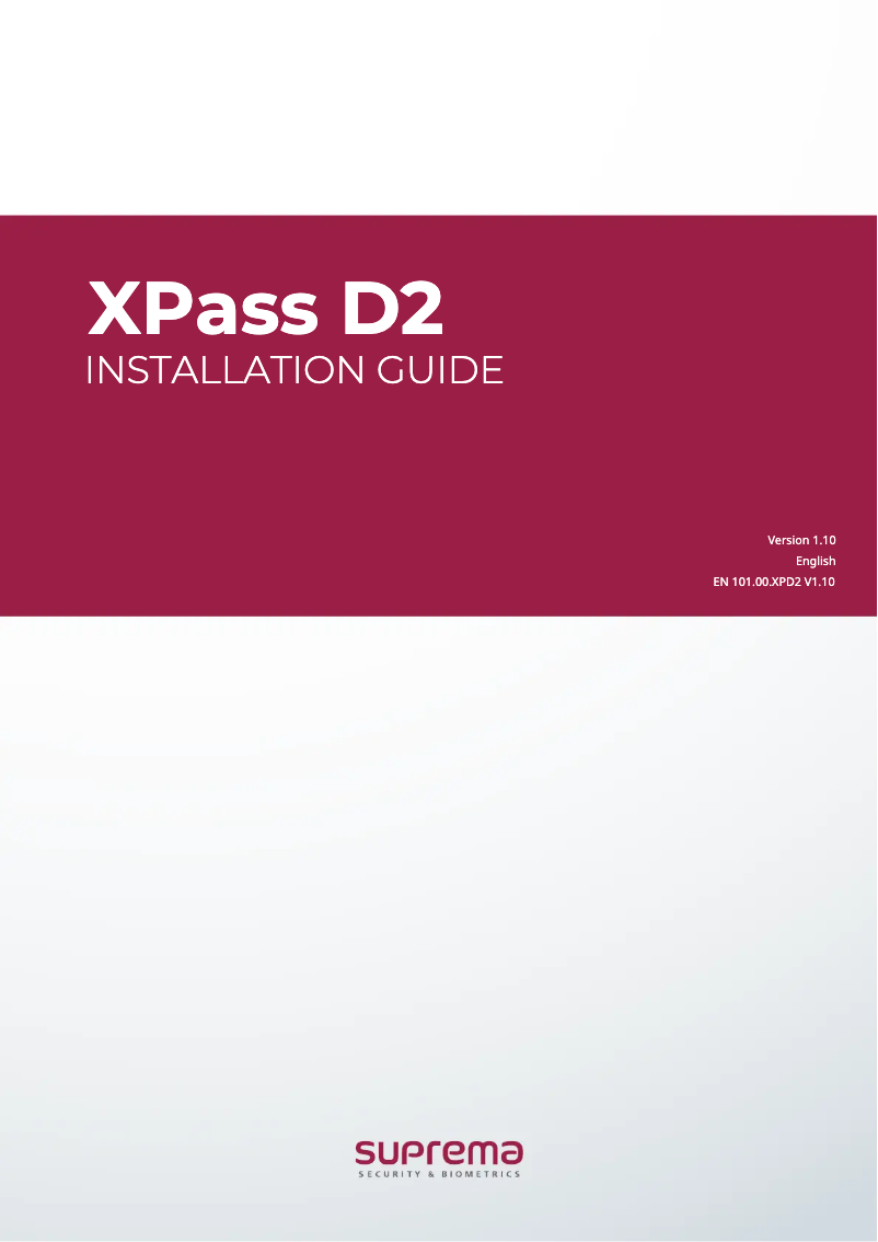 Page n°1 - Guide d'installation Suprema XPass D2
