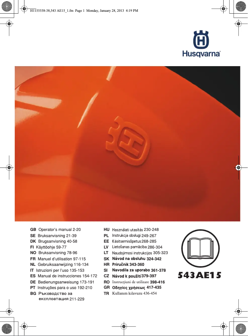 Page n°1 - Manuel utilisateur Husqvarna 543AE15