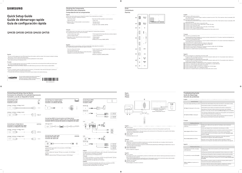 Page n°1 - Manuel utilisateur Samsung QM65B