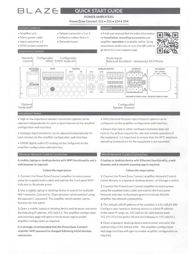 Page n°1 - Manuel utilisateur Blaze PowerZone Connect 254