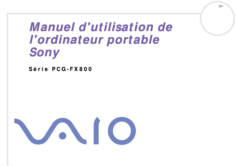 Page n°1 - Manuel utilisateur Sony Vaio PCG-FX801