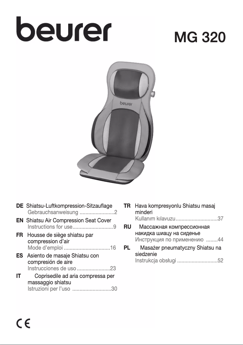 Page 1 de la notice Manuel utilisateur Beurer MG320