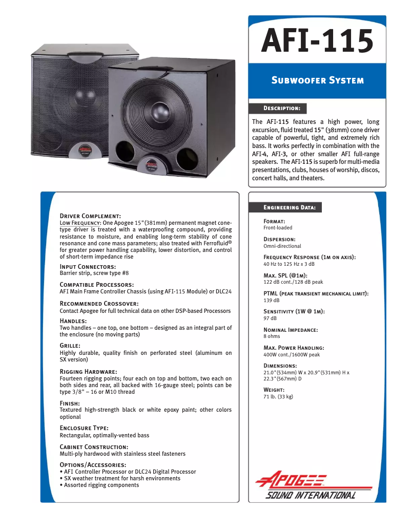 Page n°1 - Manuel utilisateur Bogen AFI-115