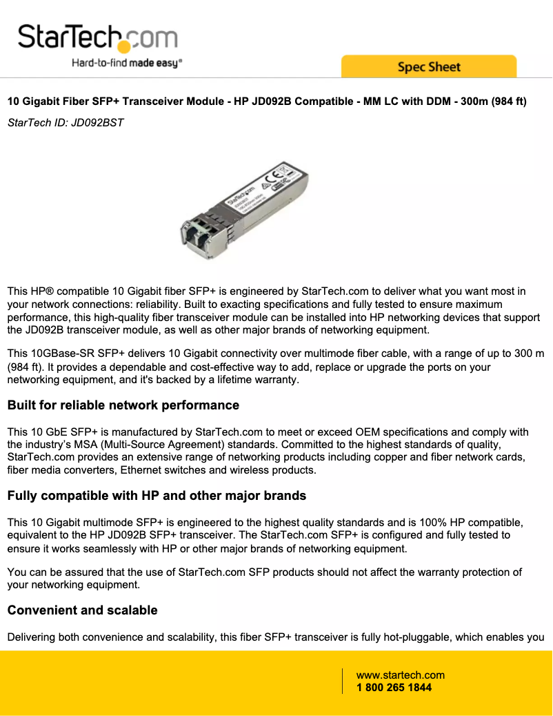 Page 1 de la notice Manuel utilisateur StarTech.com JD092BST