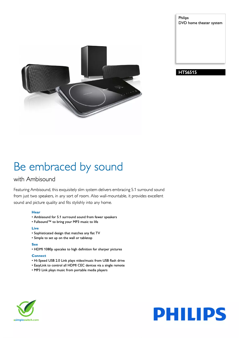 Image de la première page du manuel de l'appareil HTS6515