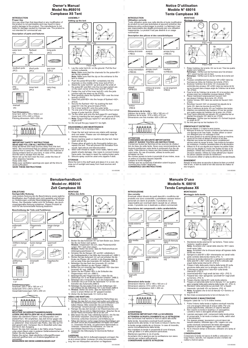 Page 1 de la notice Manuel utilisateur Bestway 68016