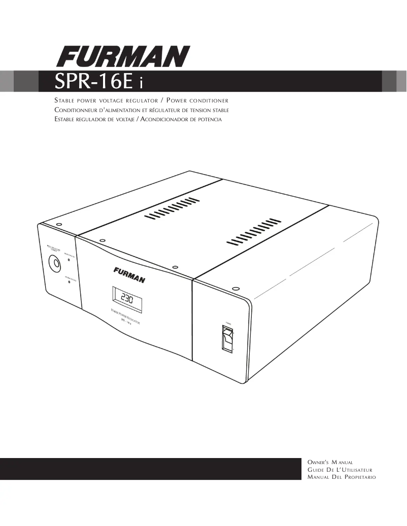 Page n°1 - Manuel utilisateur Furman SPR-16E i