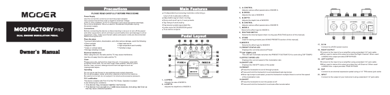 Page n°1 - Manuel utilisateur Mooer Mod Factory Pro