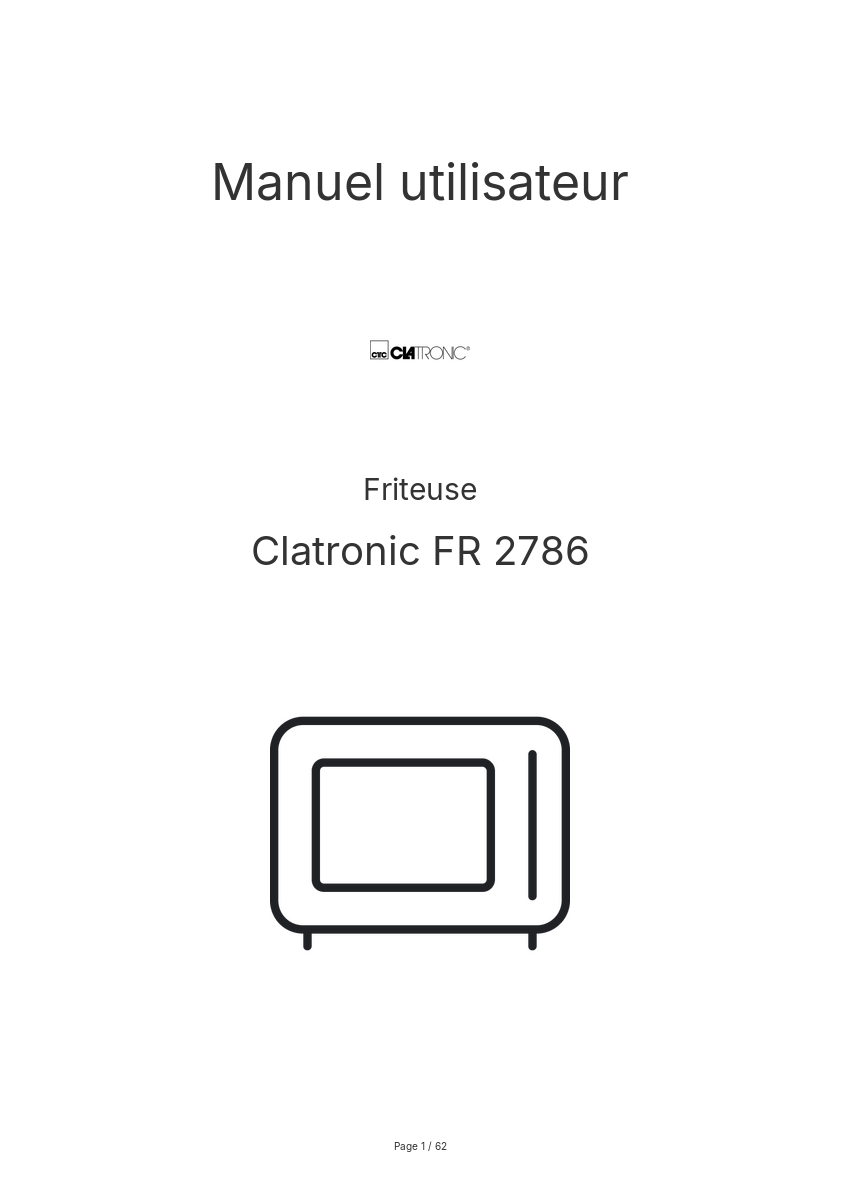 Page n°1 - Manuel utilisateur Clatronic FR 2786