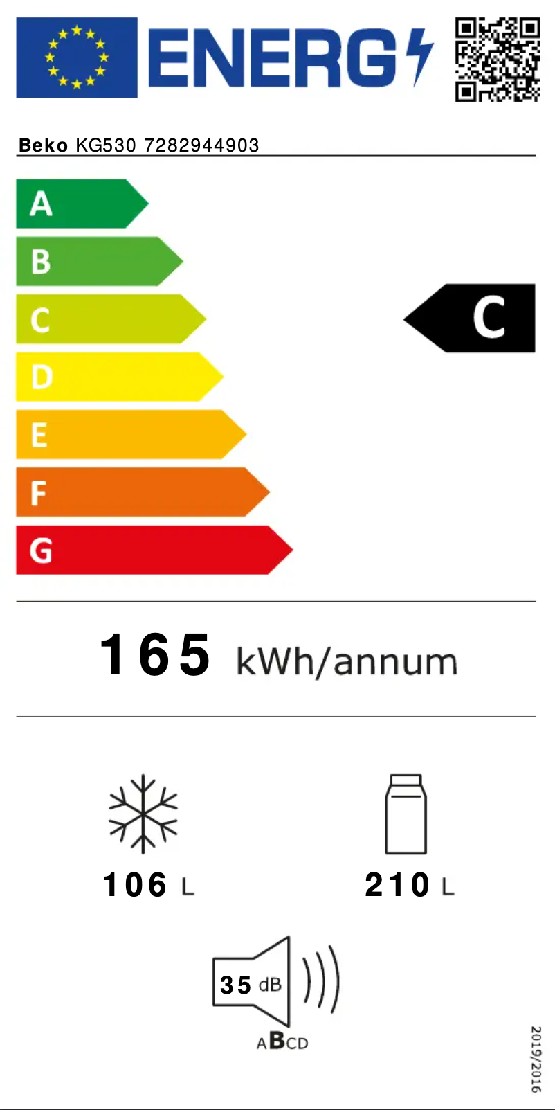 Page n°1 - Label énergétique Beko KG530