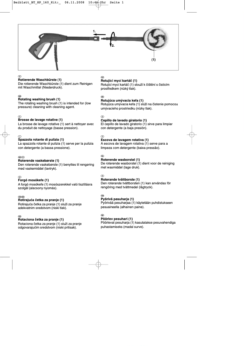 Page 1 of the manual User Manual Einhell BT-HP 160 Kit