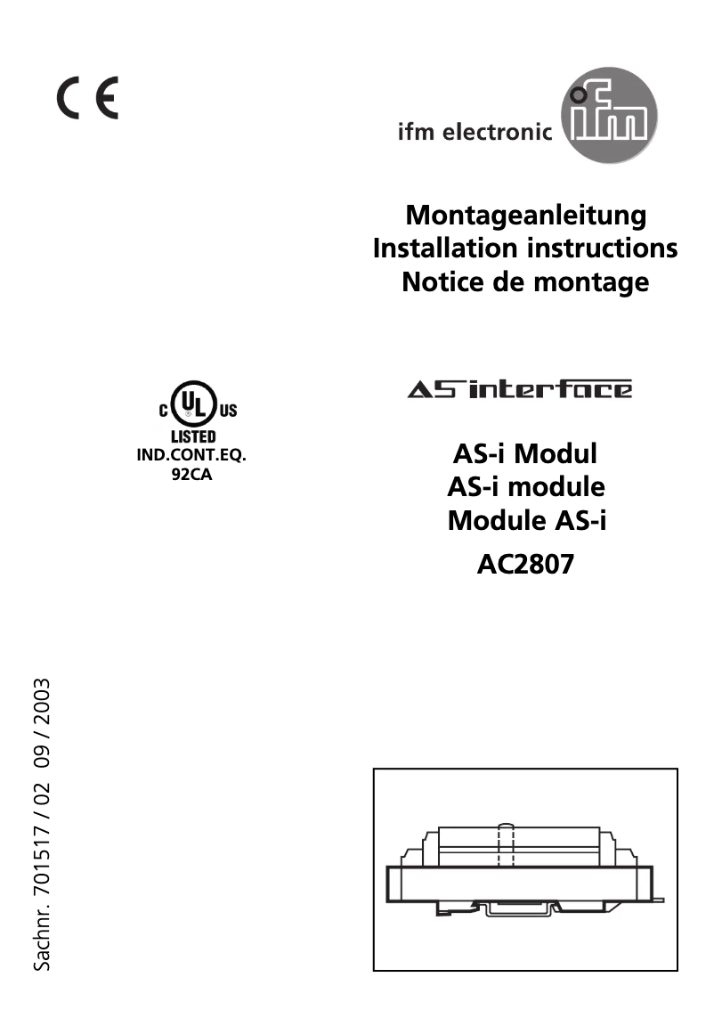 Page n°1 - Manuel utilisateur IFM AC2807