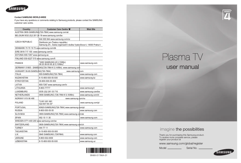 Image de la première page du manuel de l'appareil PS50A426C1M