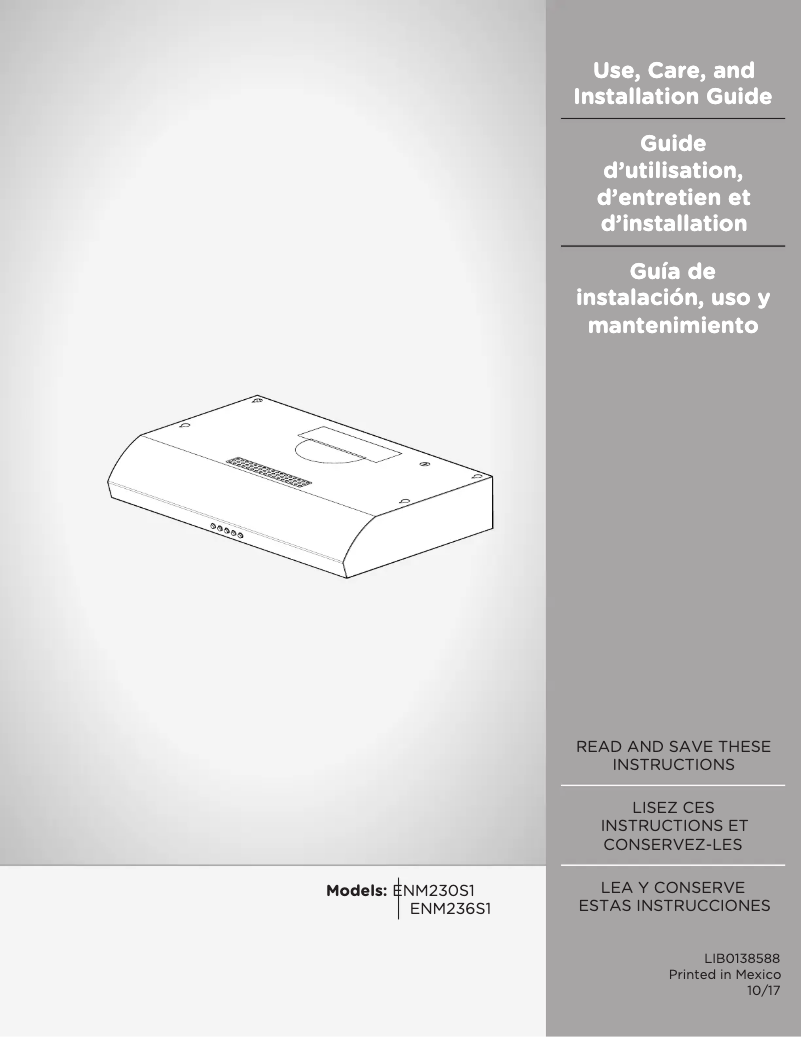 Page 1 de la notice Guide d'installation Elica Nemi ENM230B1