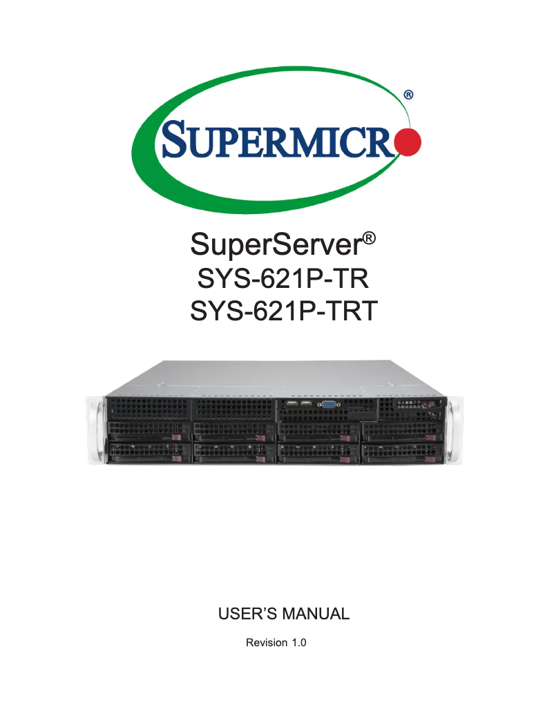 Page 1 de la notice Manuel utilisateur Supermicro SuperServer SYS-621P-TRT