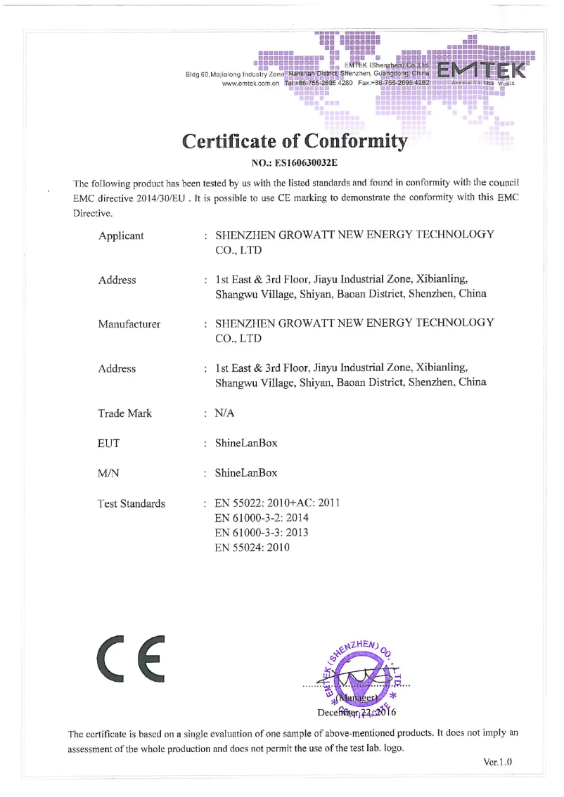 Page 1 de la notice Guide d'installation Growatt Shine Master