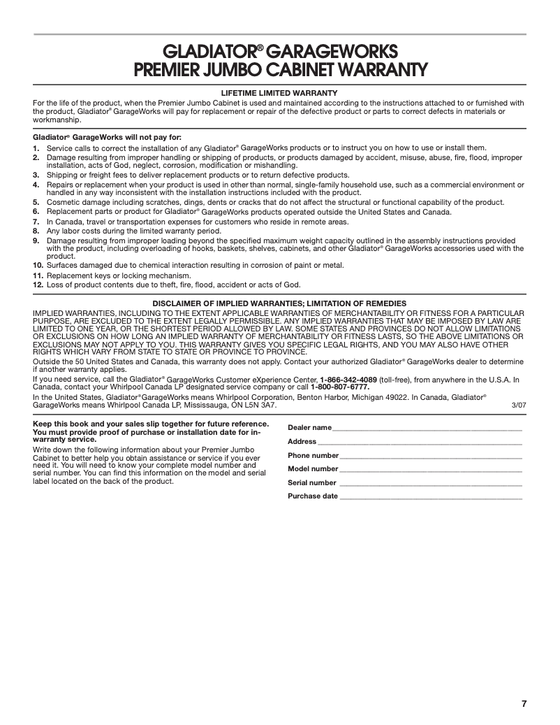 Page 1 de la notice Mode d'emploi Gladiator GAJG36FDZW