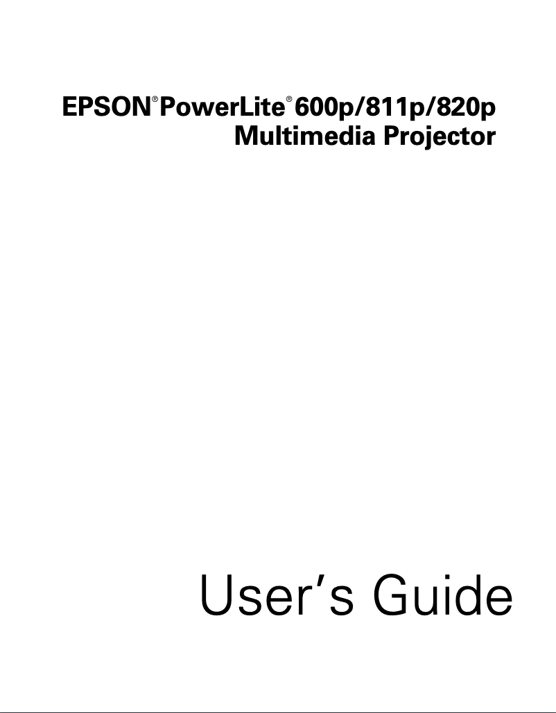 Page 1 de la notice Manuel utilisateur Epson PowerLite 811p