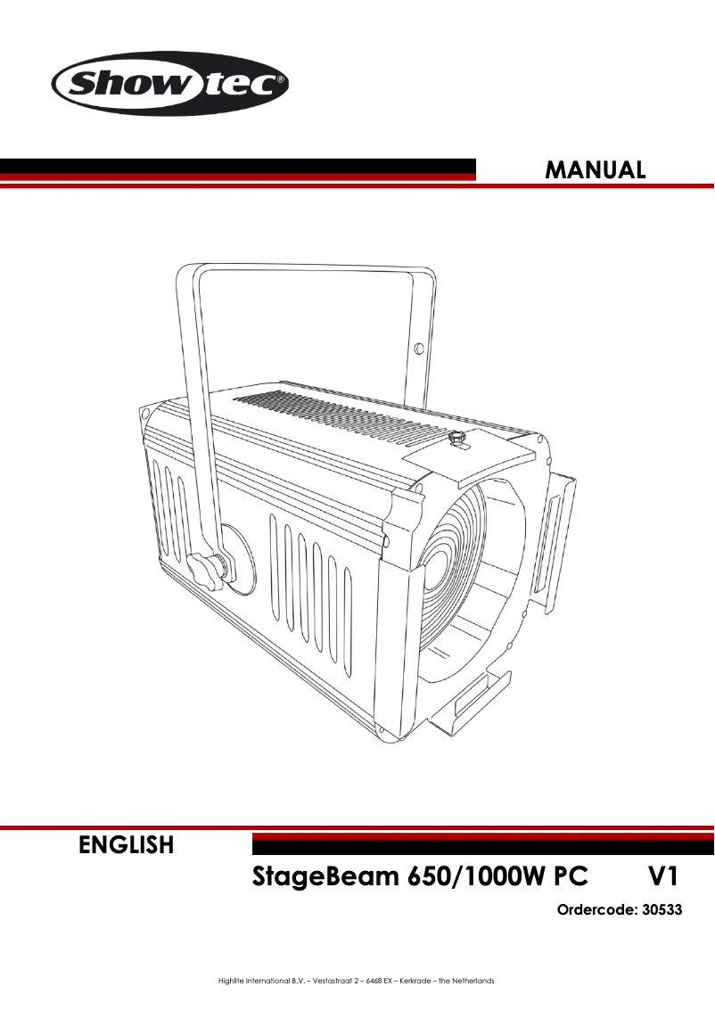 Page 1 de la notice Manuel utilisateur Showtec StageBeam 650/1000W