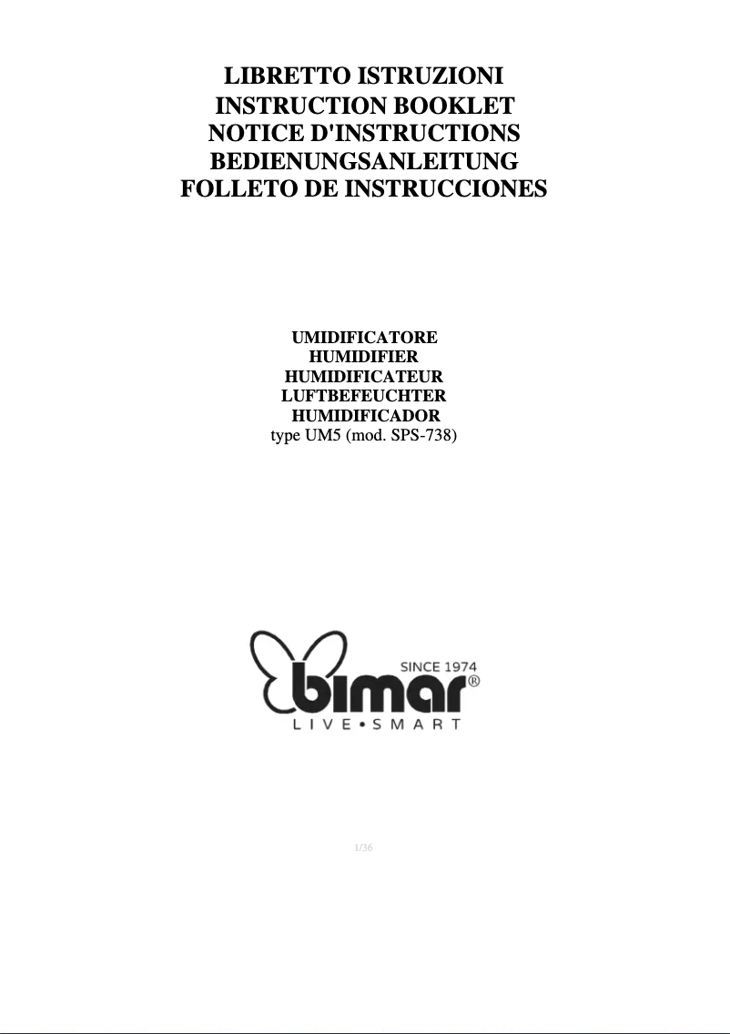 Page 1 de la notice Manuel utilisateur Bimar UM5