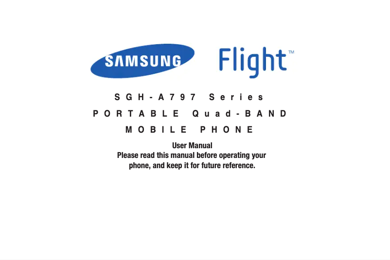 Page 1 de la notice Manuel utilisateur Samsung Flight A797