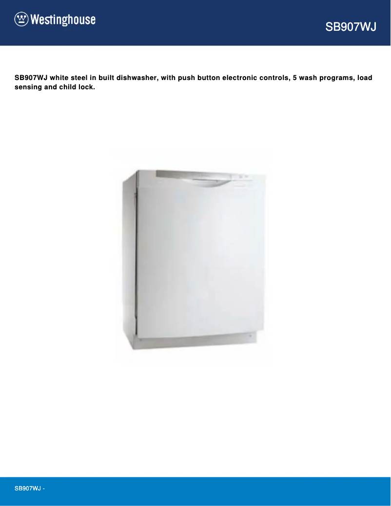 Page n°1 - Manuel utilisateur Westinghouse SB907WJ